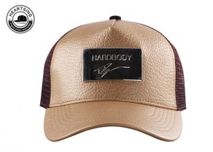 Крутые шляпы дальнобойщика Snapback, изготовленные на заказ из кожаной сетки цвета Хаки с Металлической нашивкой
