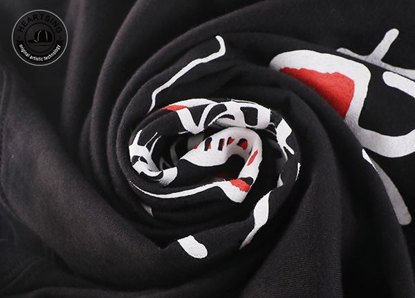 футболки оптом на заказ, модная черная хлопковая футболка с принтом-tsh006