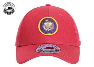 Бейсболка из 6 панелей Изготовленная на заказ Красная хлопчатобумажная бейсболка с регулируемым закрытием на липучке