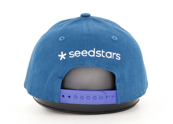 Задняя сторона изготовленной на заказ синей бейсболки с вышивкой