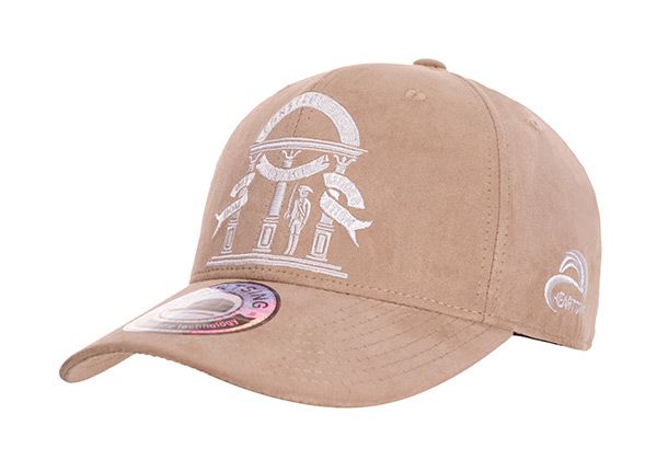 Женская бейсболка из замши цвета хаки с застежкой на замшевый ремешок