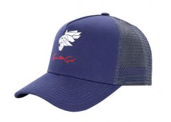 Пятипанельная бейсболка дальнобойщика темно-синего цвета с вышитым логотипом