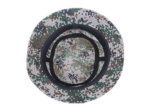 Внутри Армейская зеленая камуфляжная шляпа-панама с широкими полями и кожаной этикеткой