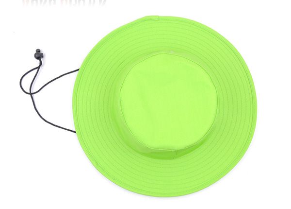 Верх неоново-зеленой шляпы-ведерка с завязками