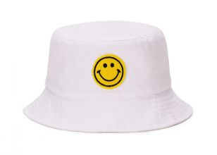 Белая улыбка Emoji Bucket Hat Изготовленная на заказ дешевая хлопчатобумажная шляпа-ведро для продажи